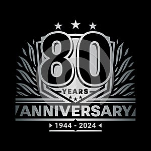 80 years anniversary celebration shield design template. 80th anniversary logo. Vector and illustration.