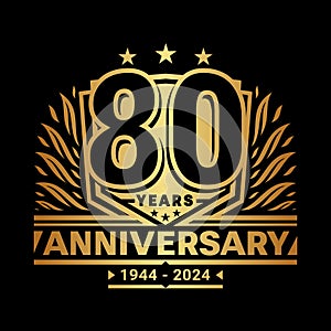 80 years anniversary celebration shield design template. 80th anniversary logo. Vector and illustration.