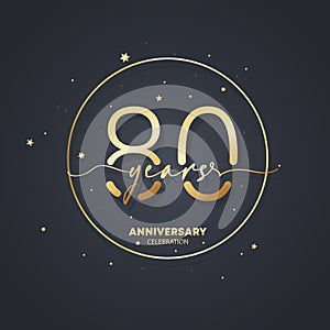 80 years anniversary logo template. 80th birthday, wedding anniversary icon. Trendy symbol image. Vector EPS 10. Isolated on