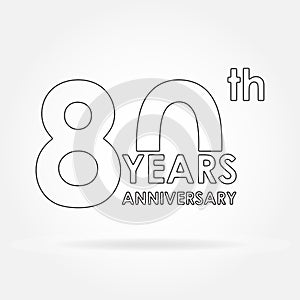80 years anniversary sign or emblem. Template for celebration and congratulation design.