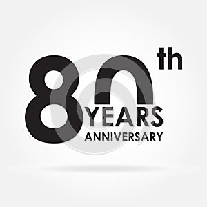 80 years anniversary sign or emblem. Template for celebration and congratulation design. Vector illustration of 80th anniversary l
