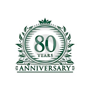 80 years celebrating anniversary design template. 80th anniversary logo. Vector and illustration.