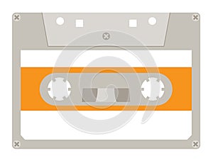 80s 90s music audio cassette tape object logo icon isolated on white background vector illustration in retro hipster flat style.