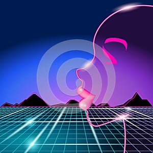 80s background with woman's face