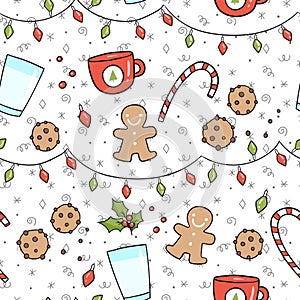 80s Christmas party seamless pattern