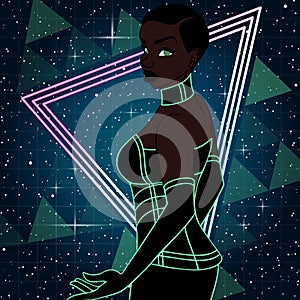 80s inspired sci-fi illustration of a woman