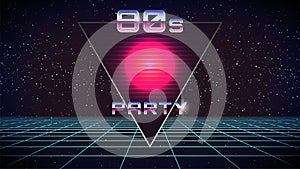 80s Party Banner. Synthwave Retro Future background