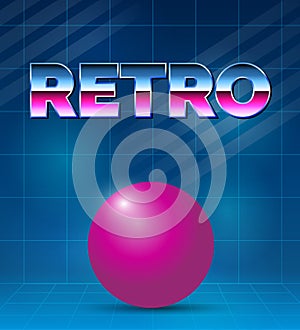 80s Retro future background. Vector futuristic synth retro wave illustration in 1980s posters style