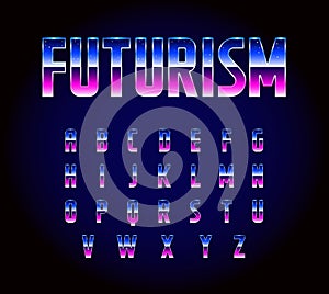 80s Retro Futurism Sci-Fi Font Alphabet Vector