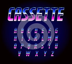 80s Retro Futurism Sci-Fi Font Alphabet Vector