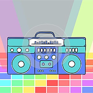 80s retro style. Vintage retro 80`s boombox.