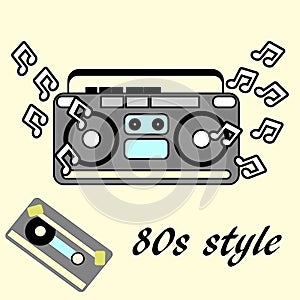 80s retro style, Vintage retro 80`s flyer. 1980 disco