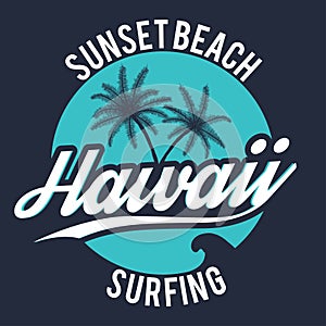 80s style surf sport typography. T shirt graphic. Hawaii tee graphic