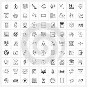 81 Universal Line Icon Pixel Perfect Symbols of weather, measurement, garland, measure, content