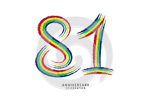 81 years anniversary celebration logotype colorful line vector, 81th birthday logo, 81 number design, anniversary template,