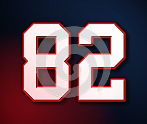 82 American Football Classic Sport Jersey Number in the colors of the American flag design Patriot, Patriots 3D illustration