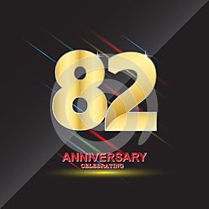 82 anniversary logo vector template. Design for banner, greeting cards or print