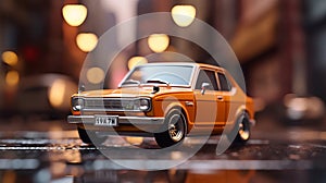 82 Datsun in City Diorama: Ultra-Realistic 3D Render with Matchbox Diecast, High-Key Lighting, and Stunning Details, Generative AI