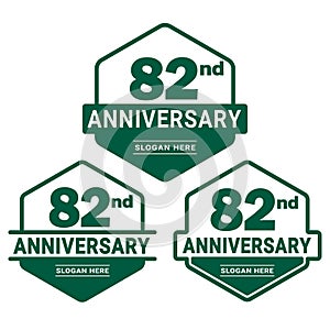 82 years anniversary celebration logotype. 82nd anniversary logo collection