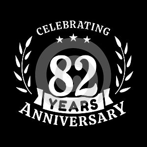 82 years anniversary celebration logotype. 82nd anniversary logo. Vector and illustration.
