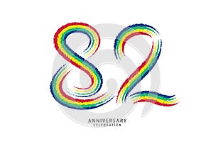 82 years anniversary celebration logotype colorful line vector, 82th birthday logo, 82 number design, anniversary template,