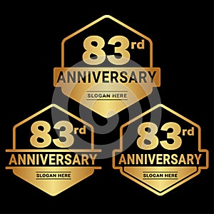 83 years anniversary celebration logotype. 83rd anniversary logo collection