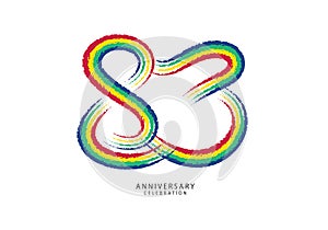 83 years anniversary celebration logotype colorful line vector, 83th birthday logo, 83 number design, anniversary template,