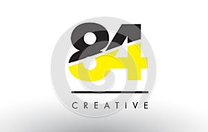 84 Black and Yellow Number Logo Design.