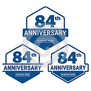 84 years anniversary celebration logotype. 84th anniversary logo collection