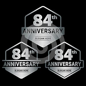 84 years anniversary celebration logotype. 84th anniversary logo collection