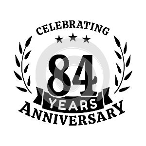 84 years anniversary celebration logotype. 84th anniversary logo. Vector and illustration.