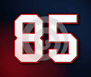 85 American Football Classic Sport Jersey Number in the colors of the American flag design Patriot, Patriots 3D illustration