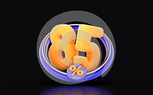 85 percent discount in ring circle on dark background 3d render concept