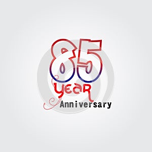 85 years anniversary celebration logotype. anniversary logo with red and blue color isolated on gray background, vector design for