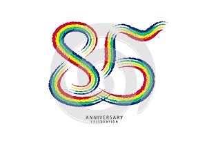 85 years anniversary celebration logotype colorful line vector, 85th birthday logo, 85 number design, anniversary template,
