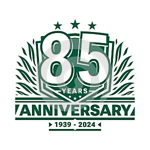 85 years anniversary celebration shield design template. 85th anniversary logo. Vector and illustration.