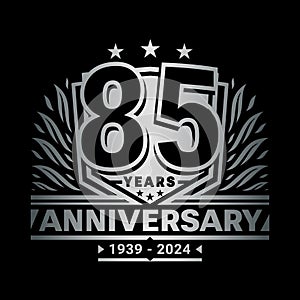 85 years anniversary celebration shield design template. 85th anniversary logo. Vector and illustration.