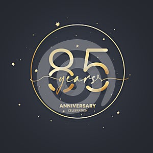 85 years anniversary logo template. 85th birthday, wedding anniversary icon. Trendy symbol image. Vector EPS 10. Isolated on