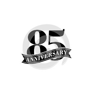 85 Years Anniversary Vector Logo Design Template. 85th Birthday Celebration.