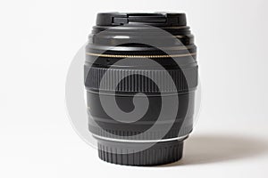 85mm black lens on white isolated background