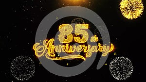 85th Happy Anniversary Wishes Greetings card, Invitation, Celebration Firework Looped