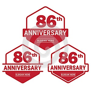 86 years anniversary celebration logotype. 86th anniversary logo collection