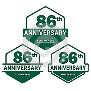 86 years anniversary celebration logotype. 86th anniversary logo collection