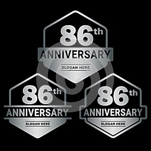 86 years anniversary celebration logotype. 86th anniversary logo collection