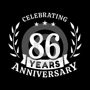 86 years anniversary celebration logotype. 86th anniversary logo. Vector and illustration.