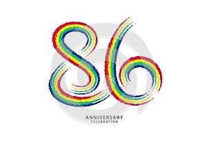 86 years anniversary celebration logotype colorful line vector, 86th birthday logo, 86 number design, anniversary template,