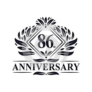 86 years Anniversary Logo, Luxury floral 86th anniversary logo