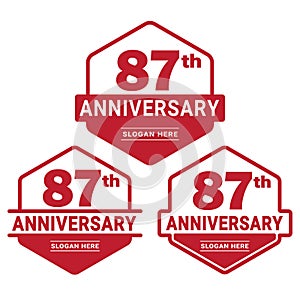 87 years anniversary celebration logotype. 87th anniversary logo collection