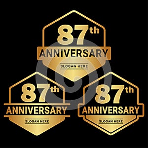 87 years anniversary celebration logotype. 87th anniversary logo collection