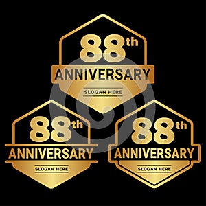 88 years anniversary celebration logotype. 88th anniversary logo collection